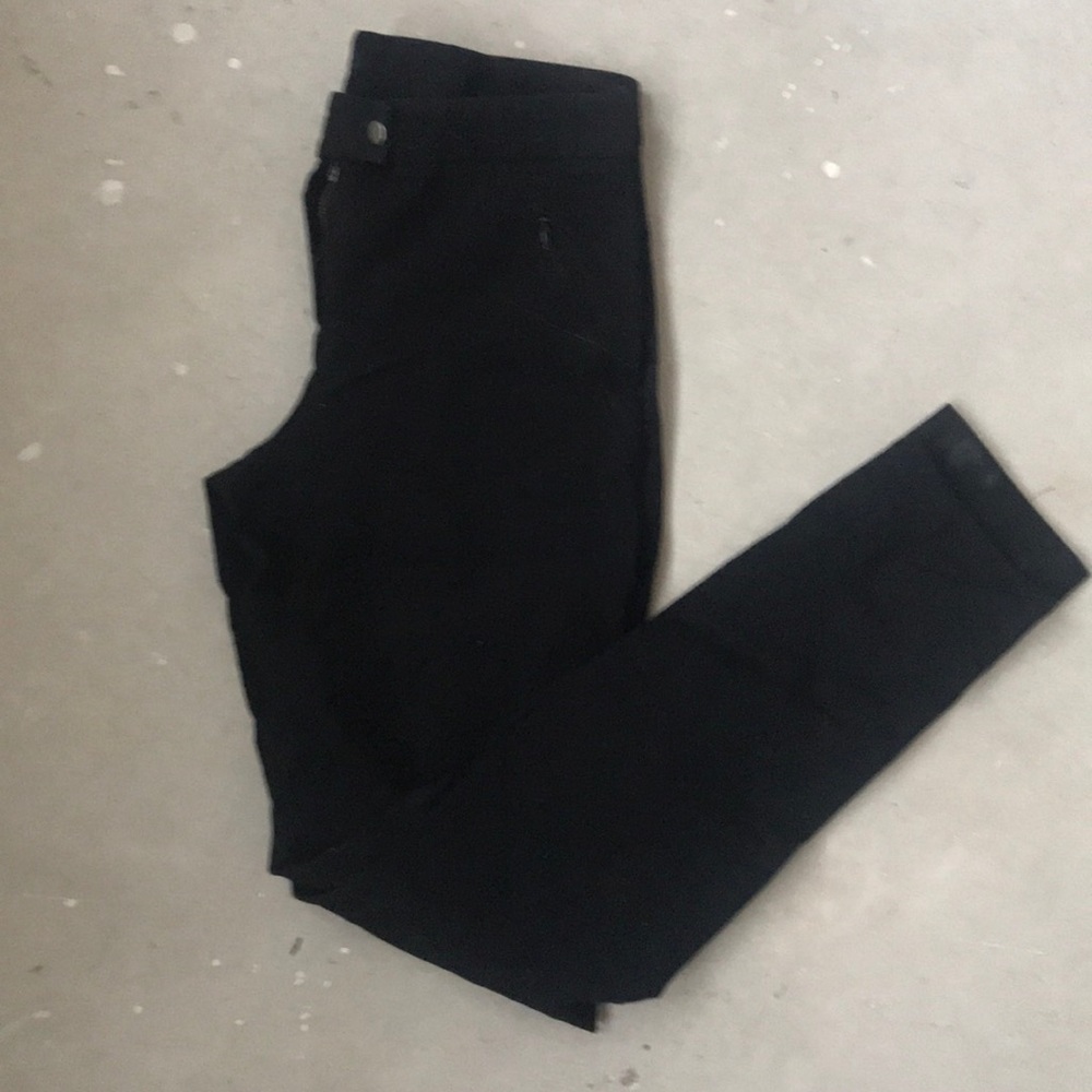 Theory black stretchy pants with zipper